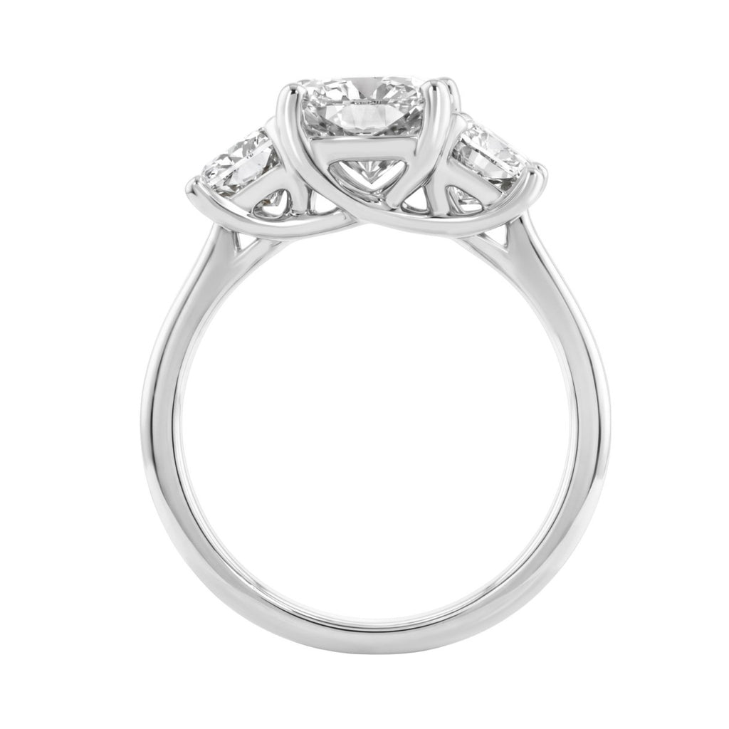 14K White Gold 5.00Ct Radiant  Lab Grown Diamond Ring 3.00Ct Center Stone Emerald Diamond Three Stone Engagement Ring For Women (Color F-G Clarity Vs1/Vs2)