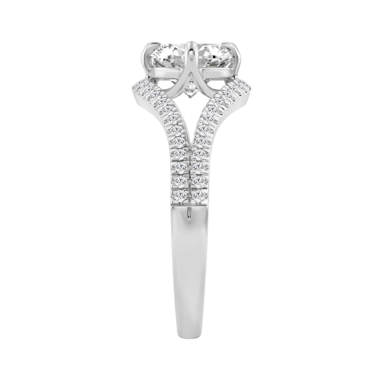 Luxury 14K White Gold 1 3/4Ct Lab Grown Diamond Ring 1 1/2Ct Oval Center And Round Diamond Ladies Engagement Ring (Color F-G -Clarity Vs1/Vs2)
