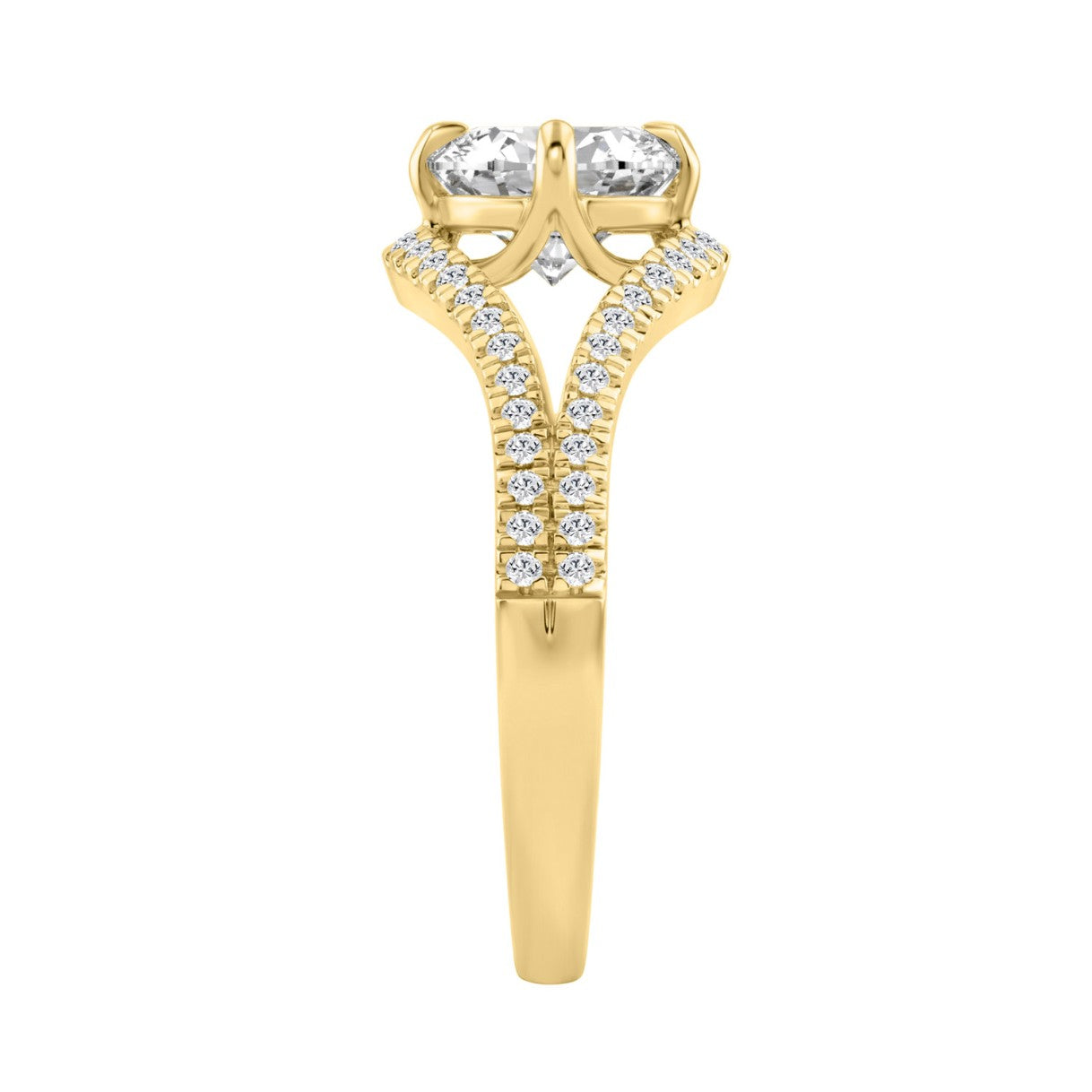 Luxury 14K Yellow Gold 1 3/4Ct Lab Grown Diamond Ring 1 1/2Ct Oval Center And Round Diamond Ladies Engagement Ring (Color F-G -Clarity Vs1/Vs2)