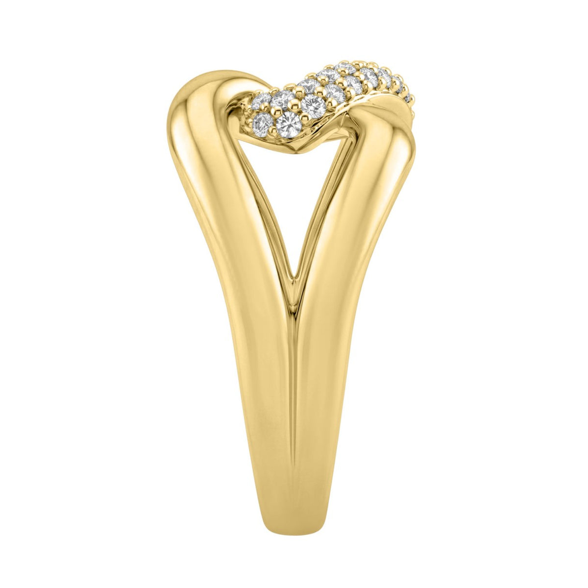 1/2Ct Round Diamond Ring In 14K Yellow Gold Women Interlocked Link Fashion Ring (Color F-G -Clarity Vs1/Vs2)