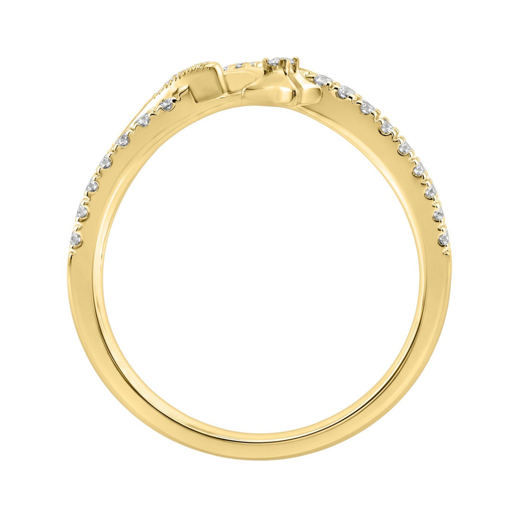 Ladies 10K Yellow Gold Ladies Ring 1/4Ct Round Diamond With Dangling Star Charm (Color F-G -Clarity Vs1/Vs2)