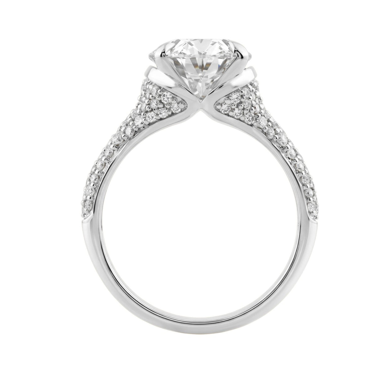 14K White Gold Oval &amp; Round Diamond Engagement Ring For  Ladies  4 1/2Ct Ring 4Ct Oval Center Stone (Color F-G -Clarity Vs1/Vs2)
