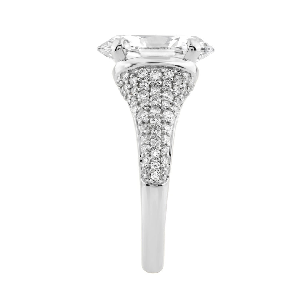 14K White Gold Oval &amp; Round Diamond Engagement Ring For  Ladies  4 1/2Ct Ring 4Ct Oval Center Stone (Color F-G -Clarity Vs1/Vs2)