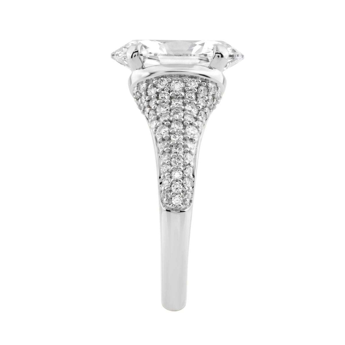 14K White Gold Oval &amp; Round Diamond Engagement Ring For  Ladies  4 1/2Ct Ring 4Ct Oval Center Stone (Color F-G -Clarity Vs1/Vs2)
