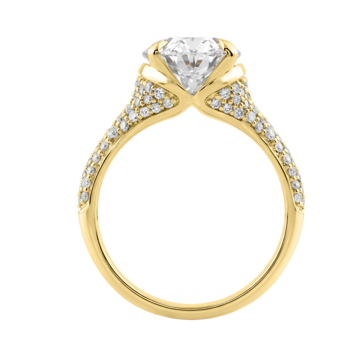 14K Yellow Gold Oval & Round Diamond Engagement Ring For 4 1/2Ct Ladies Ring 4Ct Oval Center Stone (Color F-G -Clarity Vs1/Vs2)