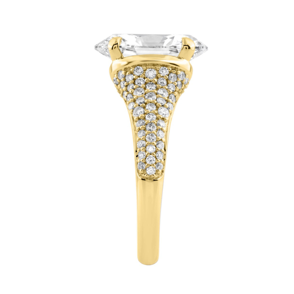 14K Yellow Gold Oval & Round Diamond Engagement Ring For 4 1/2Ct Ladies Ring 4Ct Oval Center Stone (Color F-G -Clarity Vs1/Vs2)