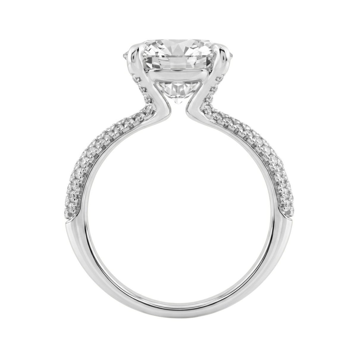 4 1/3Ct Round Brilliant Diamond Ring In 14K White Gold Elegant Ladies Engagement Ring 4Ct Round Center Stone (Color F-G -Clarity Vs1/Vs2)