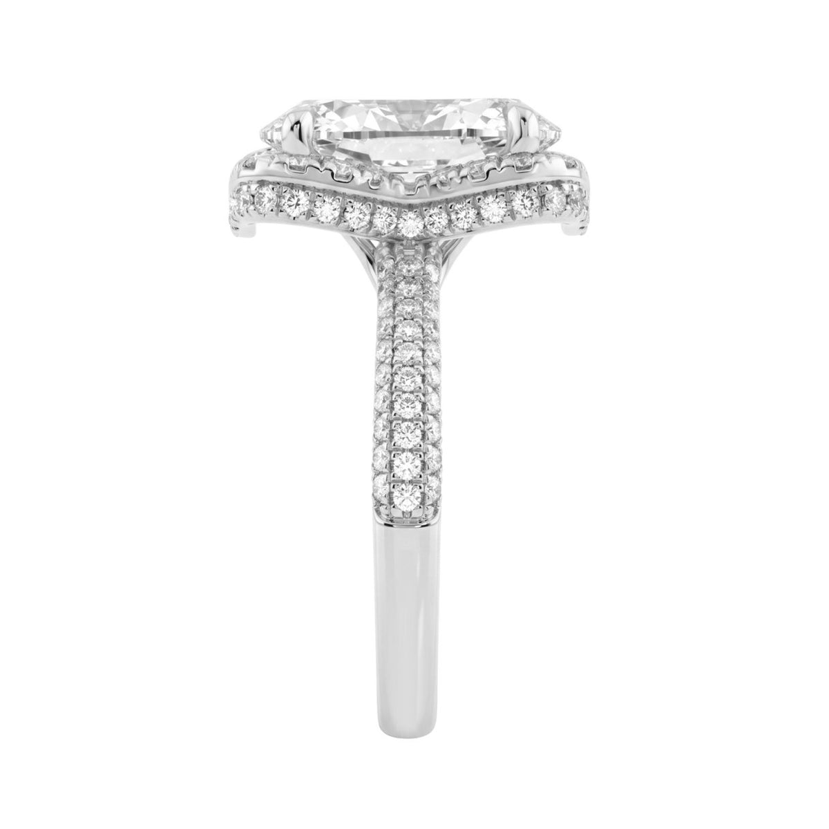 14K White Gold 4 1/2Ct Ladies Oval Cut  Hidden Halo Engagement Ring 4Ct Oval Center Stone &amp; Round Diamond (Color F-G -Clarity Vs1/Vs2)