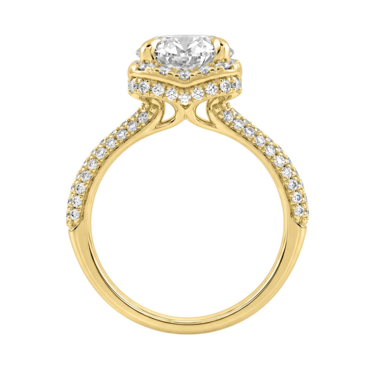 14K Yellow Gold 4 1/2Ct Ladies Oval Cut Halo Engagement Ring 4Ct Oval Center Stone &amp; Round Diamond (Color F-G -Clarity Vs1/Vs2)