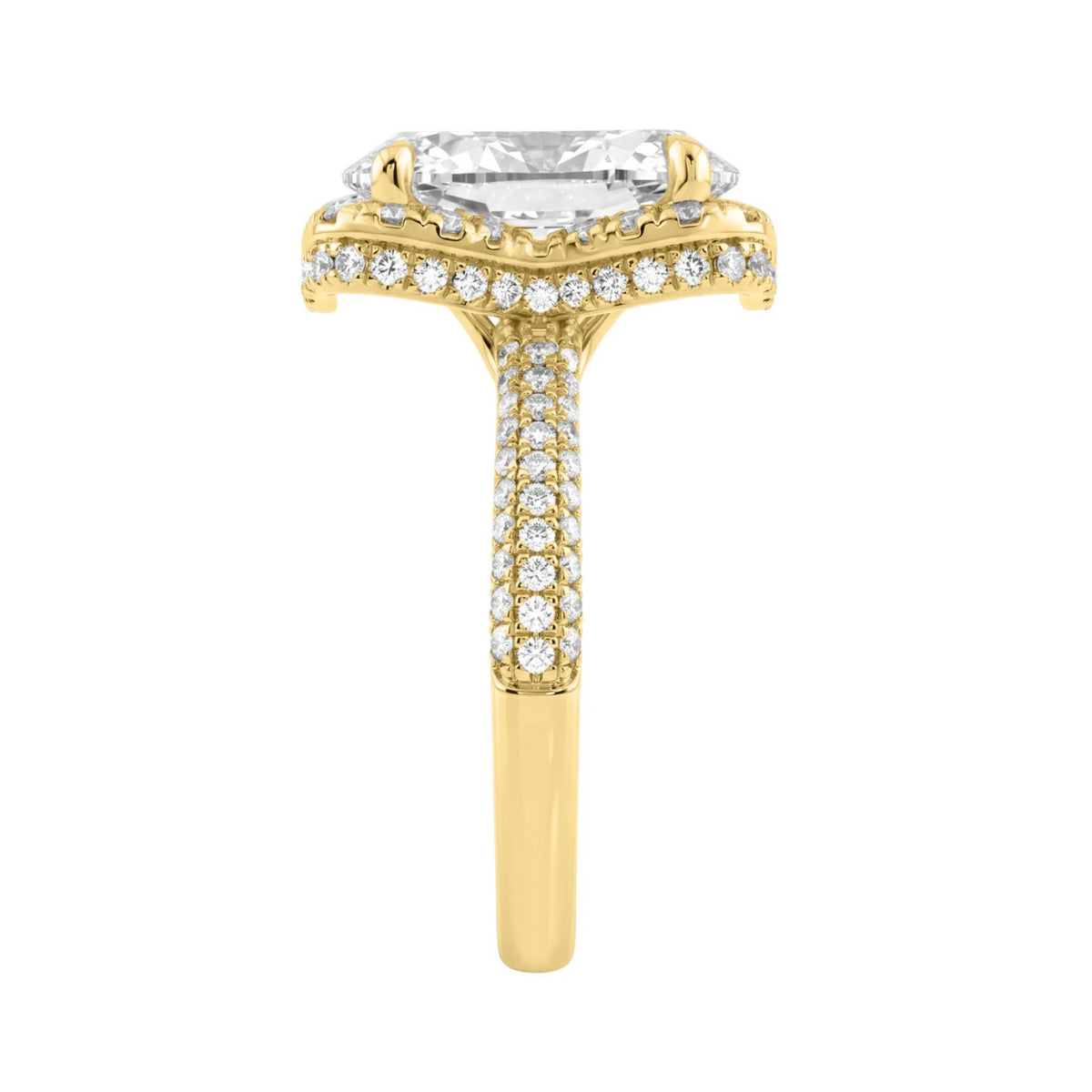 14K Yellow Gold 4 1/2Ct Ladies Oval Cut Hidden Halo Engagement Ring 4Ct Oval Center Stone &amp; Round Diamond (Color F-G -Clarity Vs1/Vs2)
