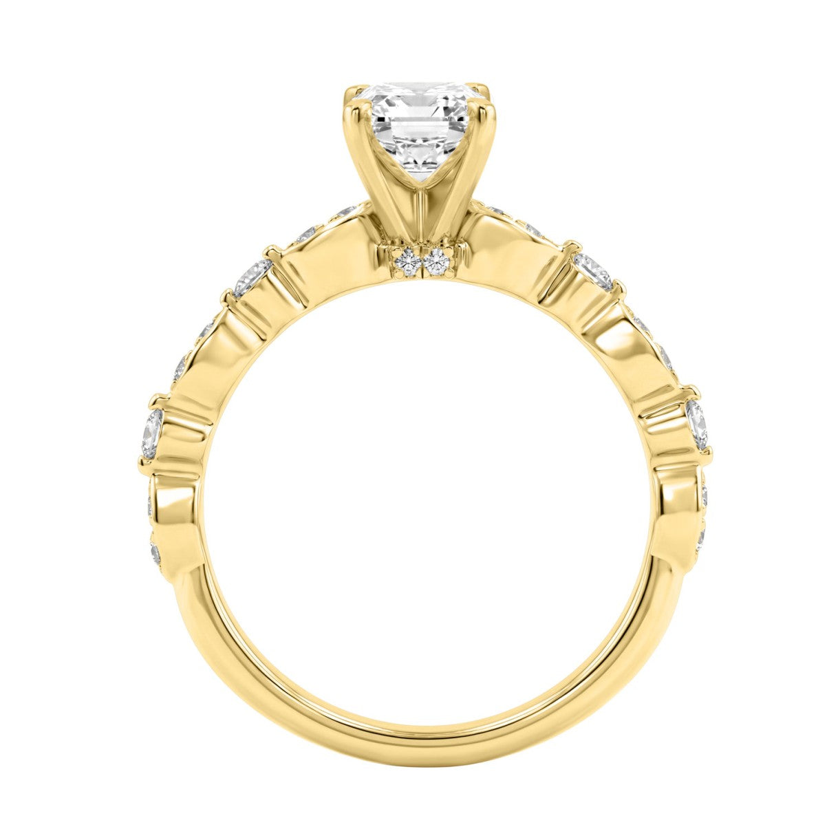 14K Yellow Gold Radiant Cut Diamond Ladies Engagement Ring 1 1/4Ct  With 1.00 Ct Center &amp; Round Side Diamonds 1Ct Radiant Center Stone (Color F-G -Clarity Vs1/Vs2)