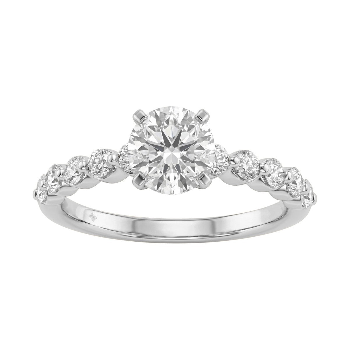 14K White Gold 1 1/2Ct Round Cut Lab-Grown Diamond Engagement Ring  Elegant Ladies Ring 1Ct Round Center Stone (Color F-G -Clarity Vs1/Vs2)