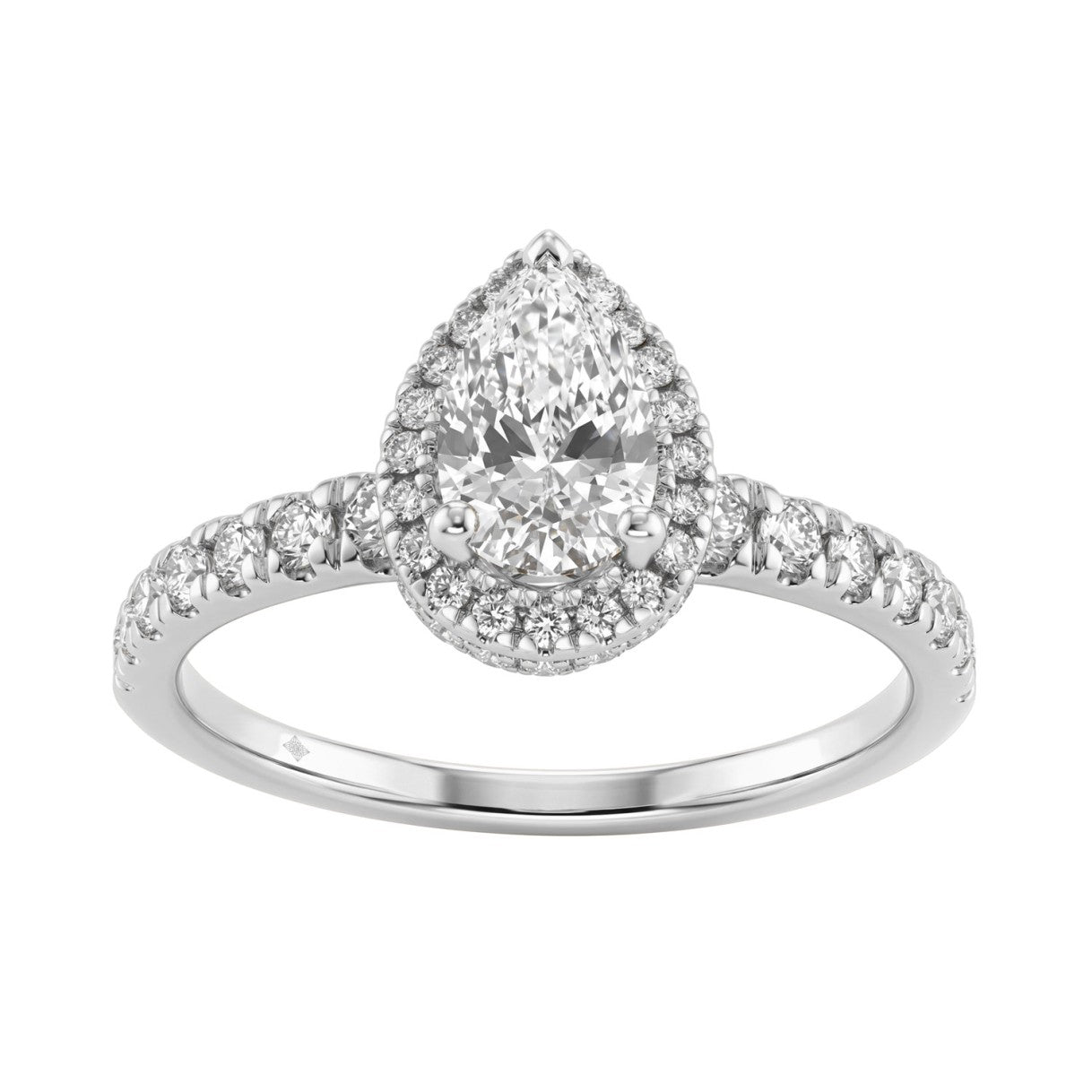 Round Cut Lab-Grown Diamond Engagement Ring 1 1/4Ct In 14K White Gold Ladies Fine Jewelry Ring 3/4Ct Pear Center Stone (Color F-G -Clarity Vs1/Vs2)