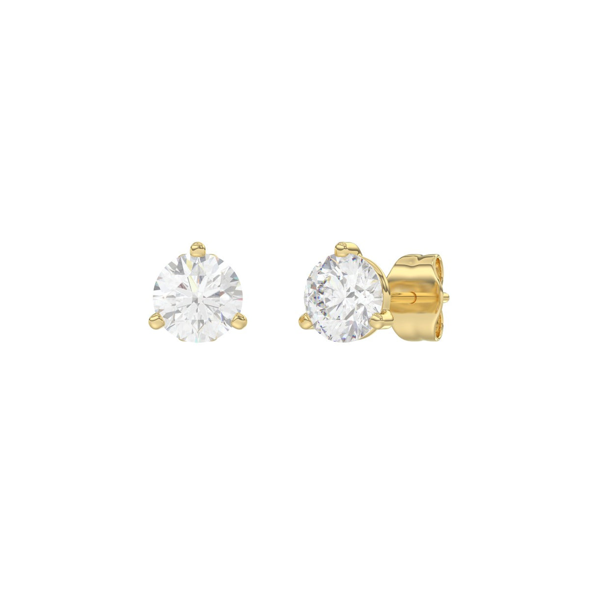 14K Yellow Gold 1 1/2Ct Round Diamond Solitaire Earrings For Women Classic Diamond Stud Earrings