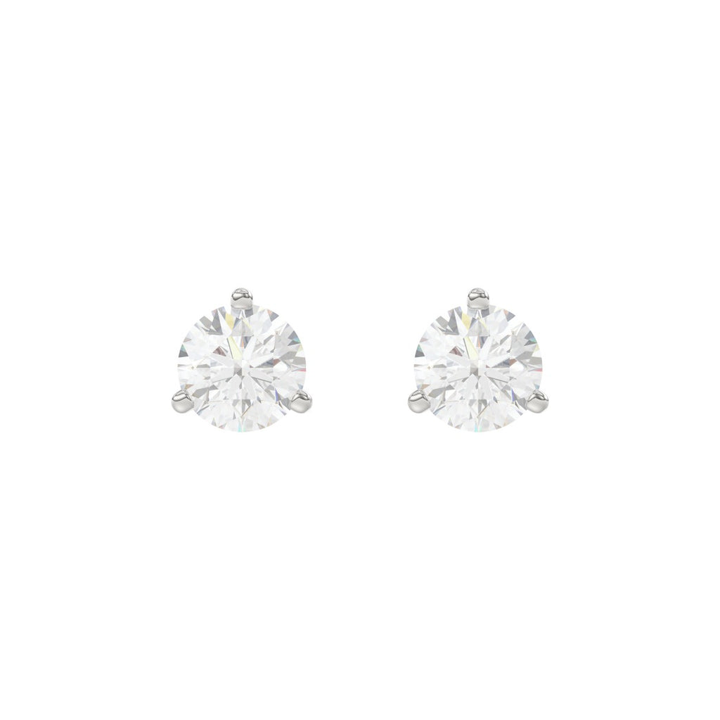 14K White Gold 2.00CT Round Brilliant Diamond Solitaire Stud Earrings for Women Fine Jewelry