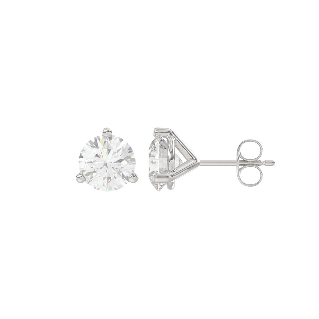 14K White Gold 2.00CT Round Brilliant Diamond Solitaire Stud Earrings for Women Fine Jewelry