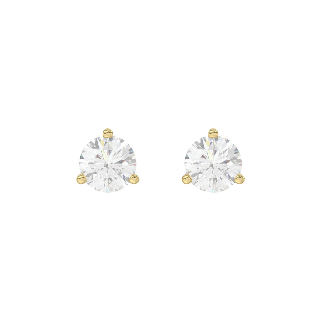 14K Yellow Gold 2.00CT Round Brilliant Diamond Solitaire Stud Earrings for Women Fine Jewelry