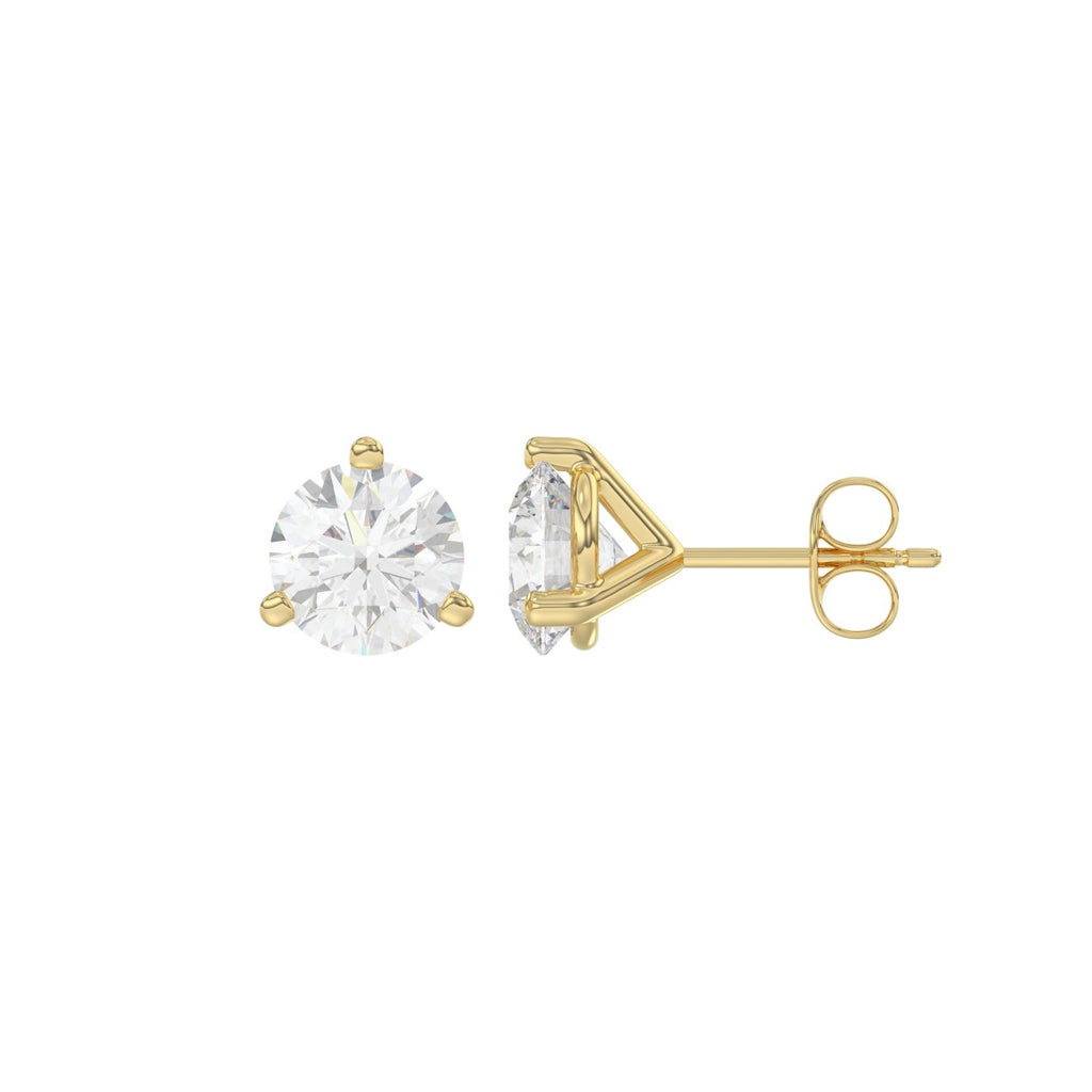 14K Yellow Gold 2.00CT Round Brilliant Diamond Solitaire Stud Earrings for Women Fine Jewelry