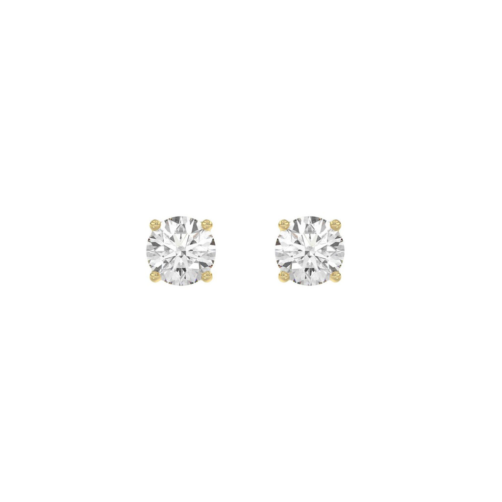 14K Yellow Gold 1.00 Ct Round Brilliant Diamond Stud Earrings Lab Grown Diamond Solitaire Earrings For Women Fine Jewelry Gift