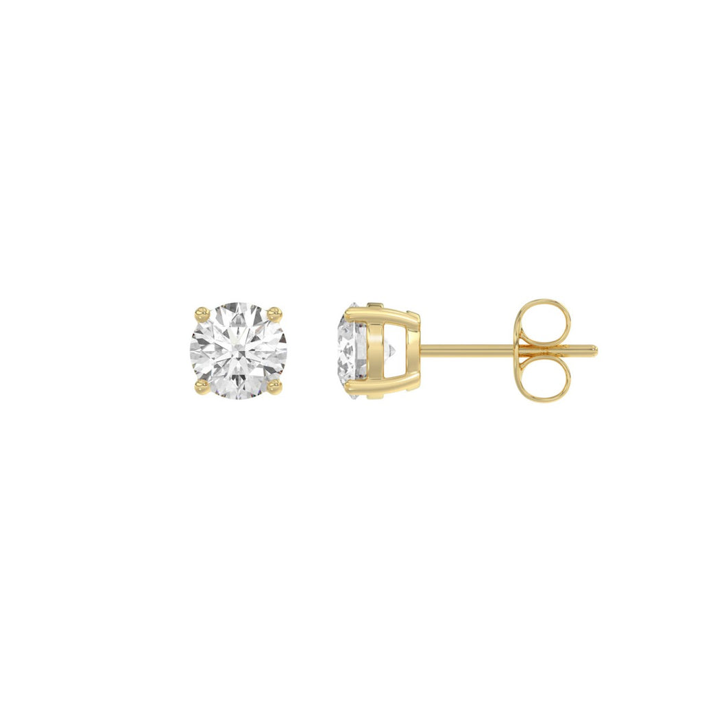 14K Yellow Gold 1.00 Ct Round Brilliant Diamond Stud Earrings Lab Grown Diamond Solitaire Earrings For Women Fine Jewelry Gift