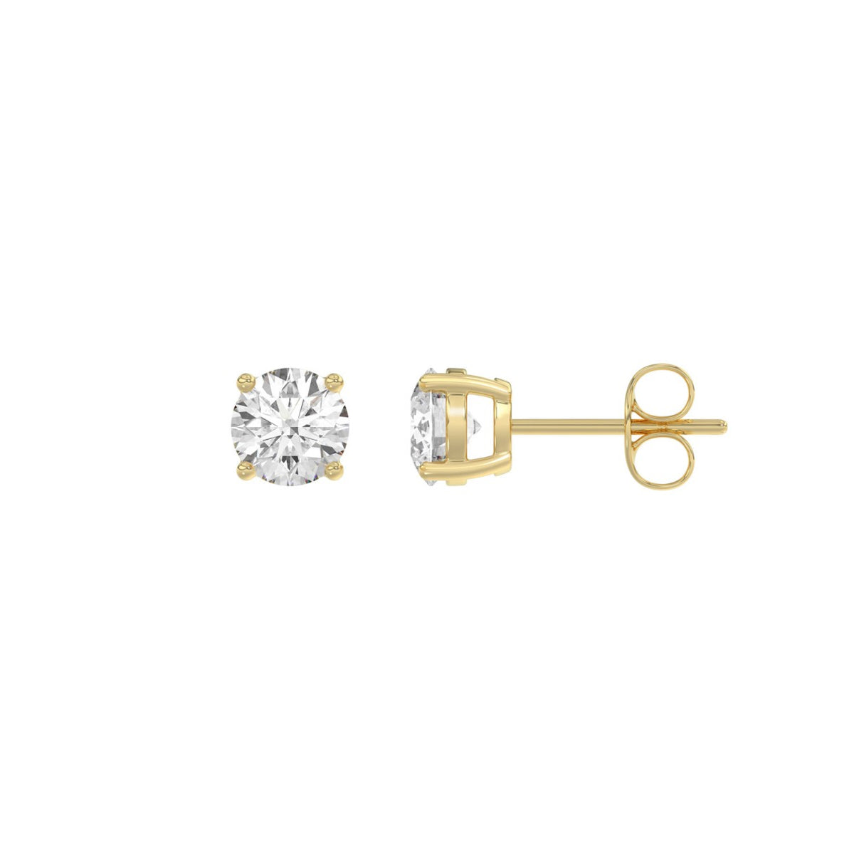 14K Yellow Gold 1.00 Ct Round Brilliant Diamond Stud Earrings Lab Grown Diamond Solitaire Earrings For Women Fine Jewelry Gift