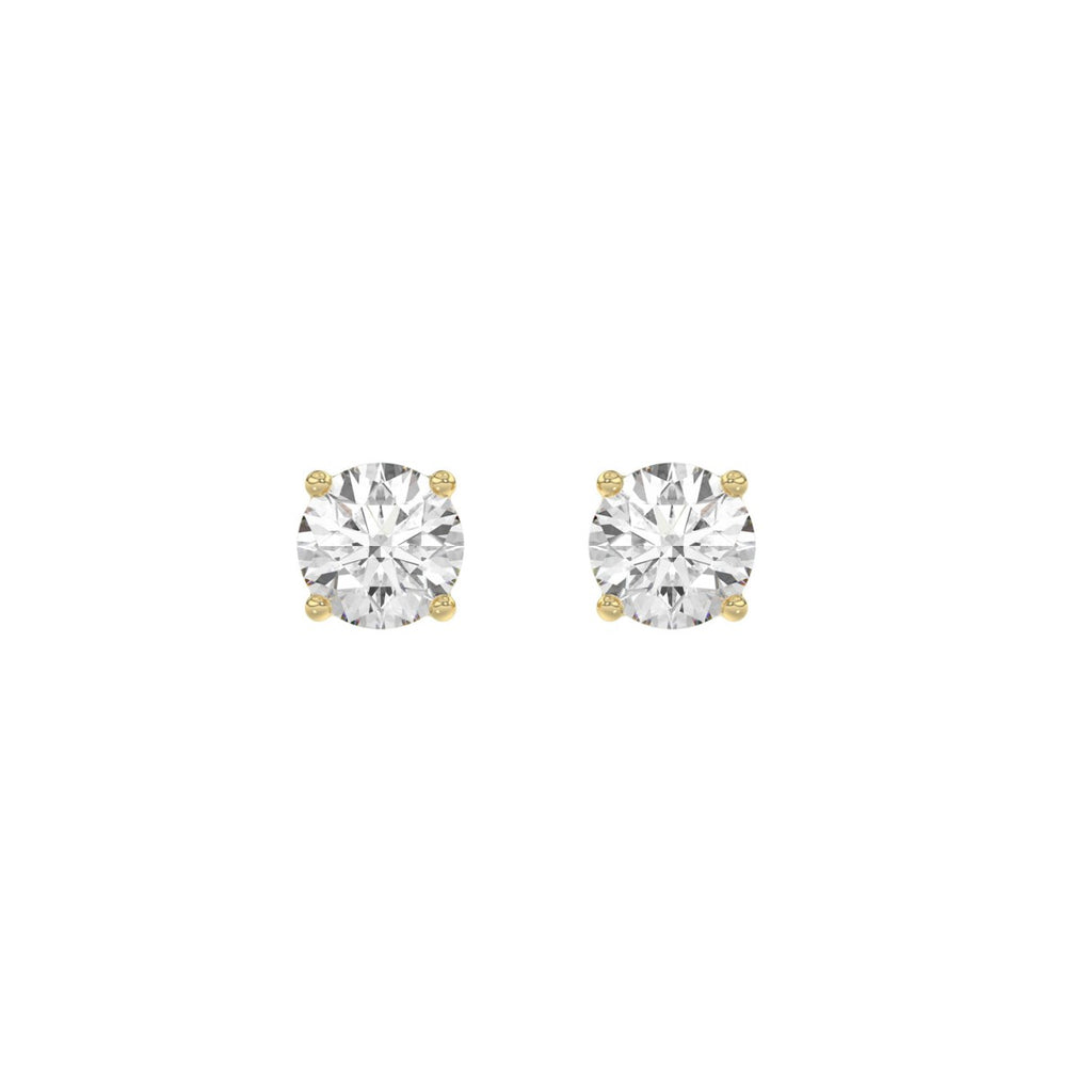 Luxury 14K Yellow Gold 1 1/2Ct Round Diamond Stud Earrings Classic Lab Grown Diamond Solitaire Earrings