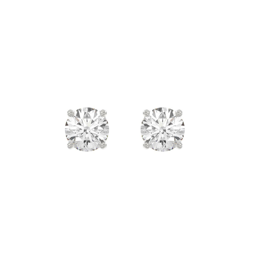 14K White Gold 2.00 Ct Round Brilliant Diamond Stud Earrings Lab Grown Diamond Solitaire Earrings For Women Fine Jewelry Gift