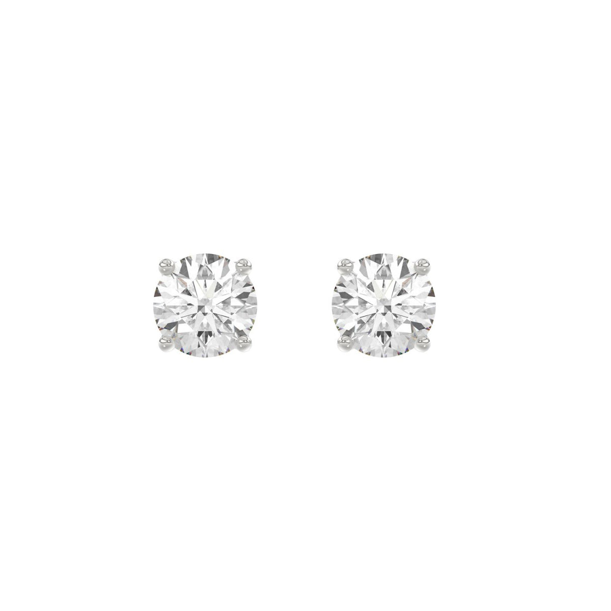 14K White Gold 2.00 Ct Round Brilliant Diamond Stud Earrings Lab Grown Diamond Solitaire Earrings For Women Fine Jewelry Gift