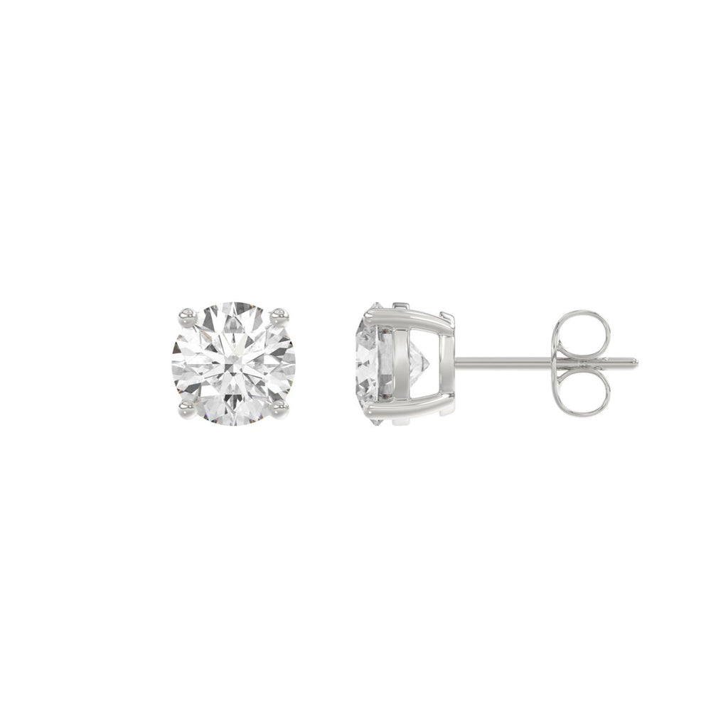 14K White Gold 2.00 Ct Round Brilliant Diamond Stud Earrings Lab Grown Diamond Solitaire Earrings For Women Fine Jewelry Gift