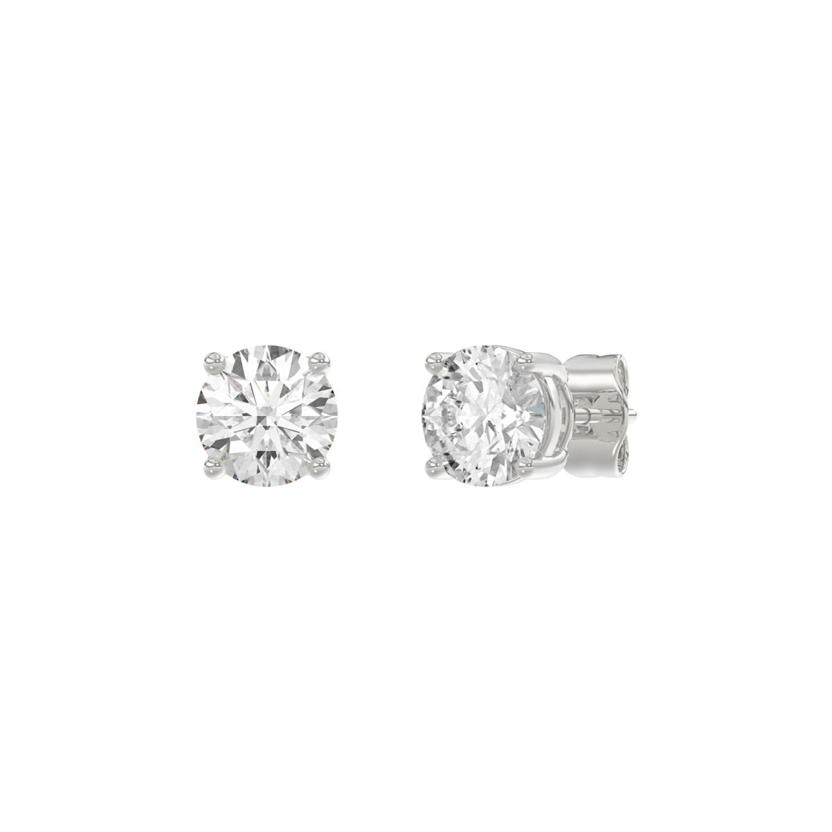 14K White Gold 2.00 Ct Round Brilliant Diamond Stud Earrings Lab Grown Diamond Solitaire Earrings For Women Fine Jewelry Gift