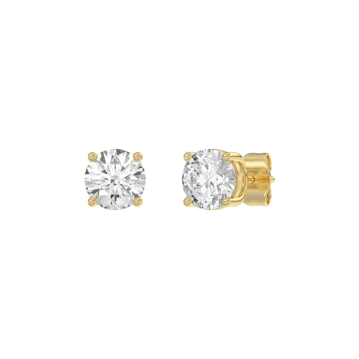 14K Yellow Gold 2.00 Ct Round Brilliant Diamond Stud Earrings Lab Grown Diamond Solitaire Earrings For Women Fine Jewelry Gift