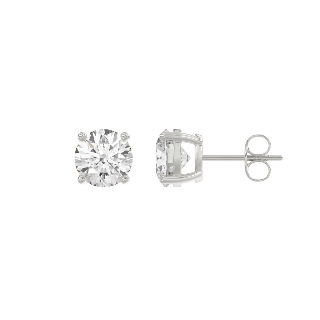 Luxury 14K White Gold 2 1/2Ct Round Diamond Stud Earrings Classic Lab Grown Diamond Solitaire Earrings