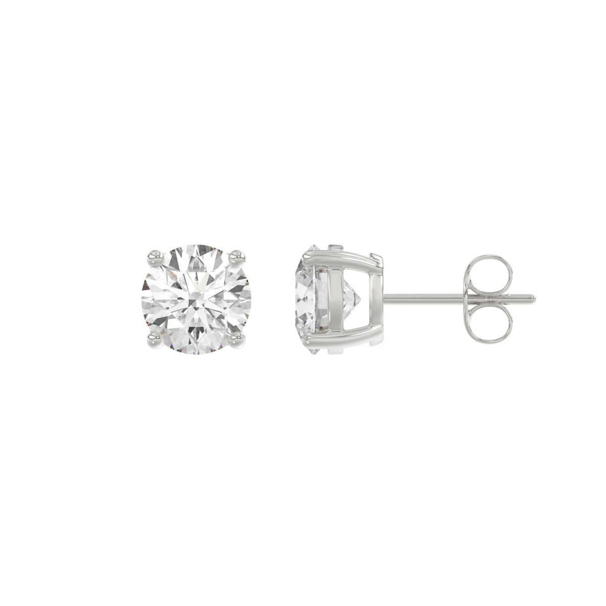 Luxury 14K White Gold 2 1/2Ct Round Diamond Stud Earrings Classic Lab Grown Diamond Solitaire Earrings
