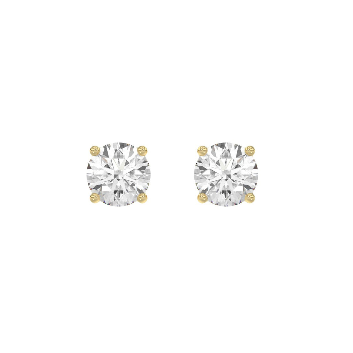 Luxury 14K Yellow Gold 2 1/2Ct Round Diamond Stud Earrings Classic Lab Grown Diamond Solitaire Earrings