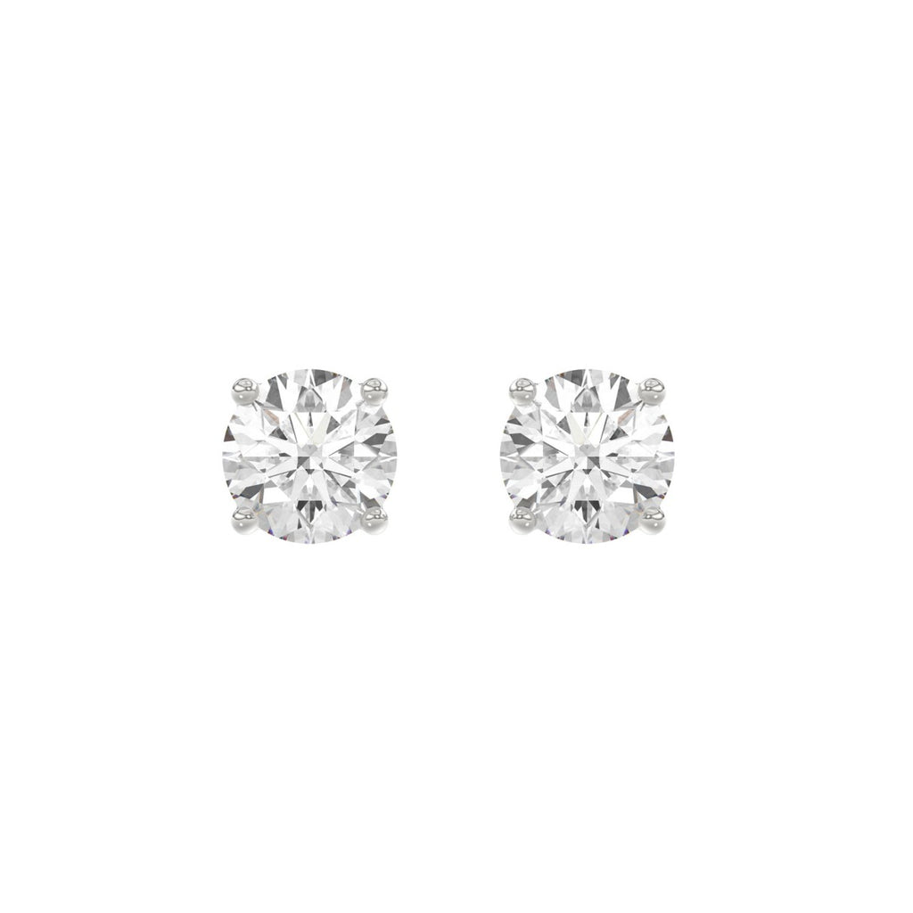14K White Gold 3.00 Ct Round Brilliant Diamond Stud Earrings Lab Grown Diamond Solitaire Earrings For Women Fine Jewelry Gift