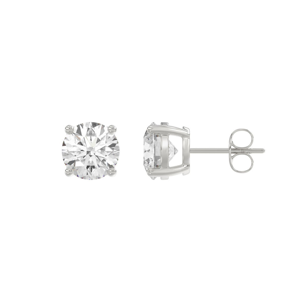 14K White Gold 3.00 Ct Round Brilliant Diamond Stud Earrings Lab Grown Diamond Solitaire Earrings For Women Fine Jewelry Gift