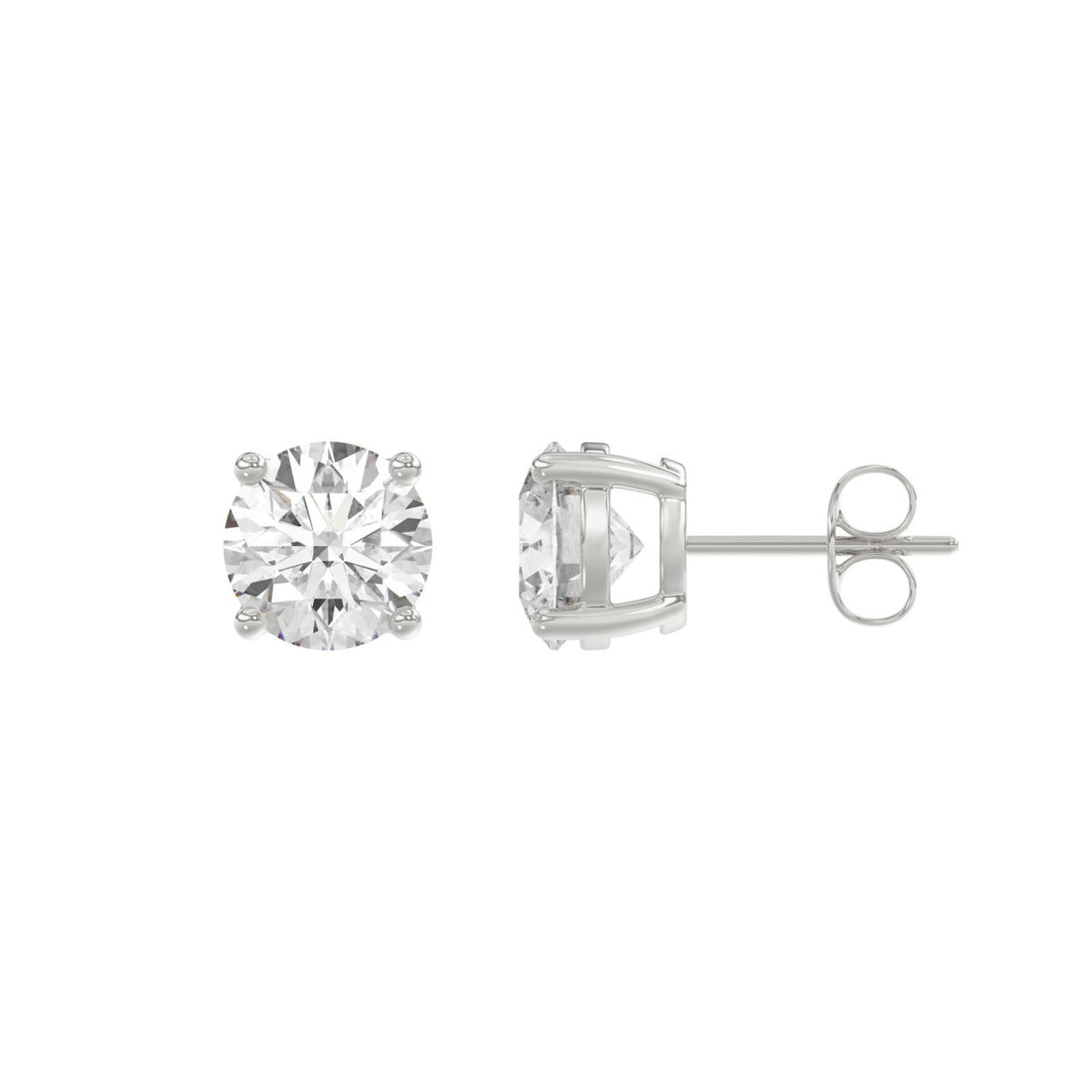 14K White Gold 3.00 Ct Round Brilliant Diamond Stud Earrings Lab Grown Diamond Solitaire Earrings For Women Fine Jewelry Gift