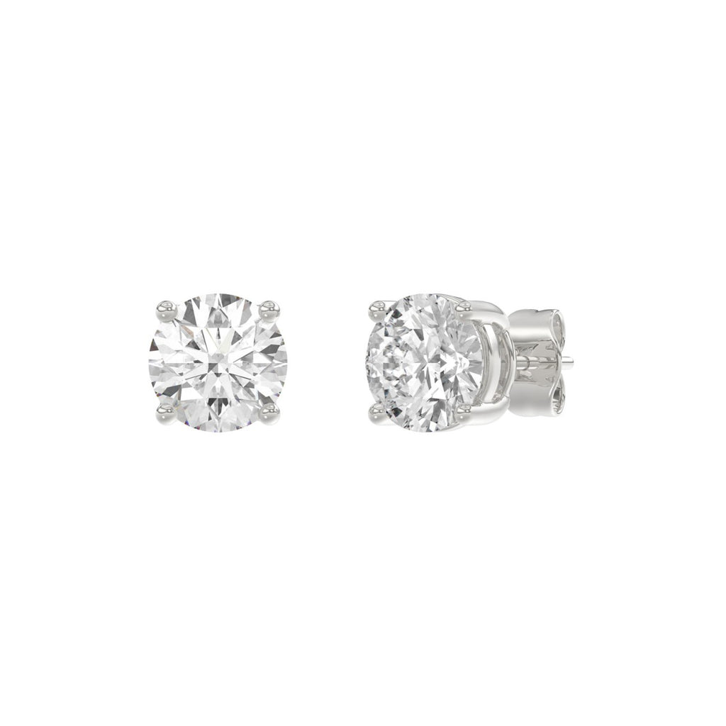 14K White Gold 3.00 Ct Round Brilliant Diamond Stud Earrings Lab Grown Diamond Solitaire Earrings For Women Fine Jewelry Gift