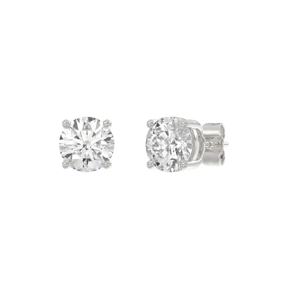 14K White Gold 3.00 Ct Round Brilliant Diamond Stud Earrings Lab Grown Diamond Solitaire Earrings For Women Fine Jewelry Gift