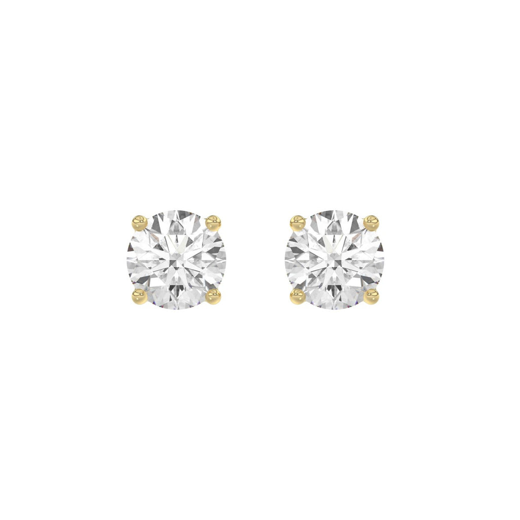 14K Yellow Gold 3.00 Ct Round Brilliant Diamond Stud Earrings Lab Grown Diamond Solitaire Earrings For Women Fine Jewelry Gift