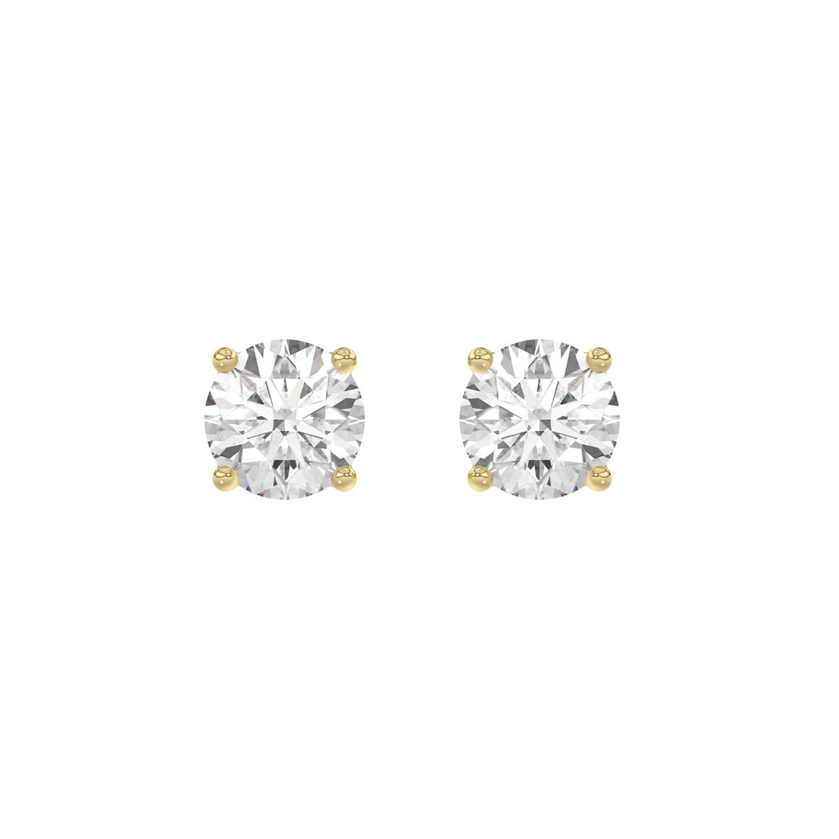 14K Yellow Gold 3.00 Ct Round Brilliant Diamond Stud Earrings Lab Grown Diamond Solitaire Earrings For Women Fine Jewelry Gift