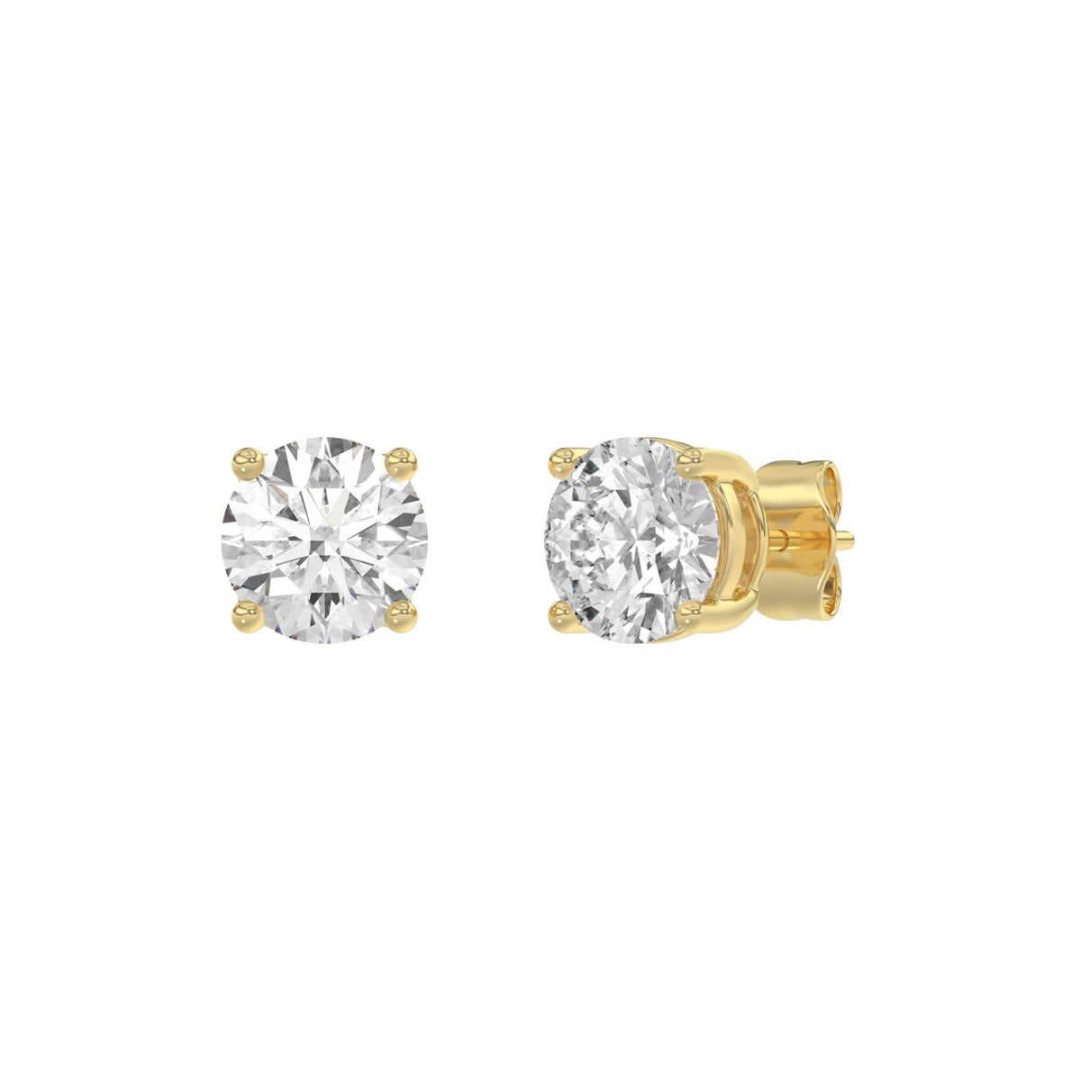 14K Yellow Gold 3.00 Ct Round Brilliant Diamond Stud Earrings Lab Grown Diamond Solitaire Earrings For Women Fine Jewelry Gift