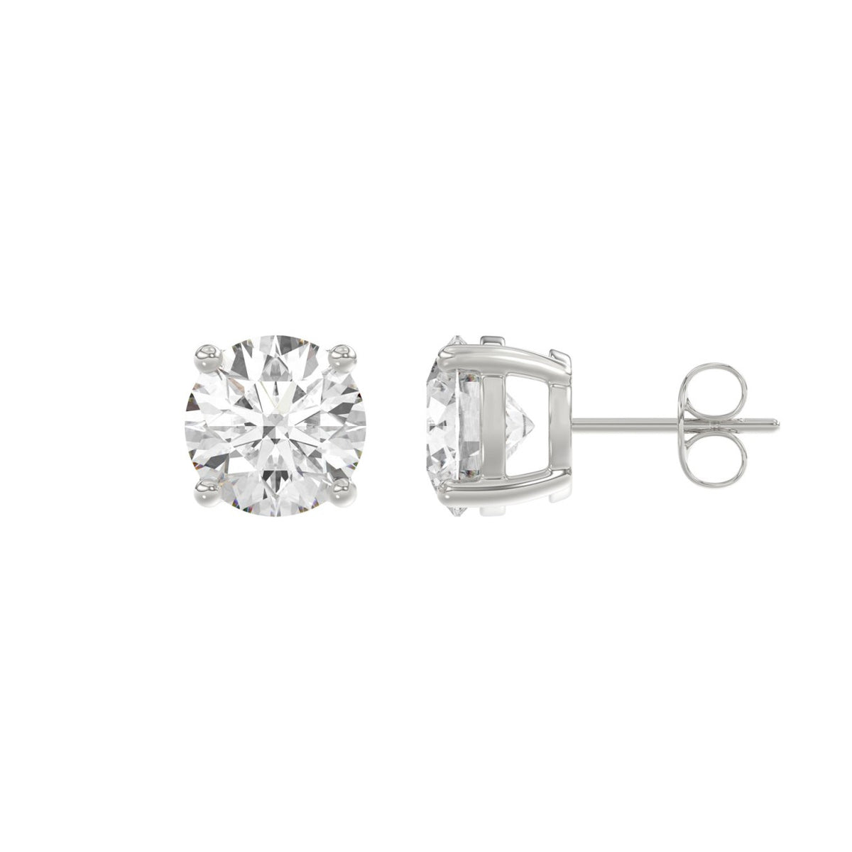 14K White Gold 4.00 Ct Lab Grown Round Diamond Stud Earrings Brilliant Cut Diamond Earrings For Women