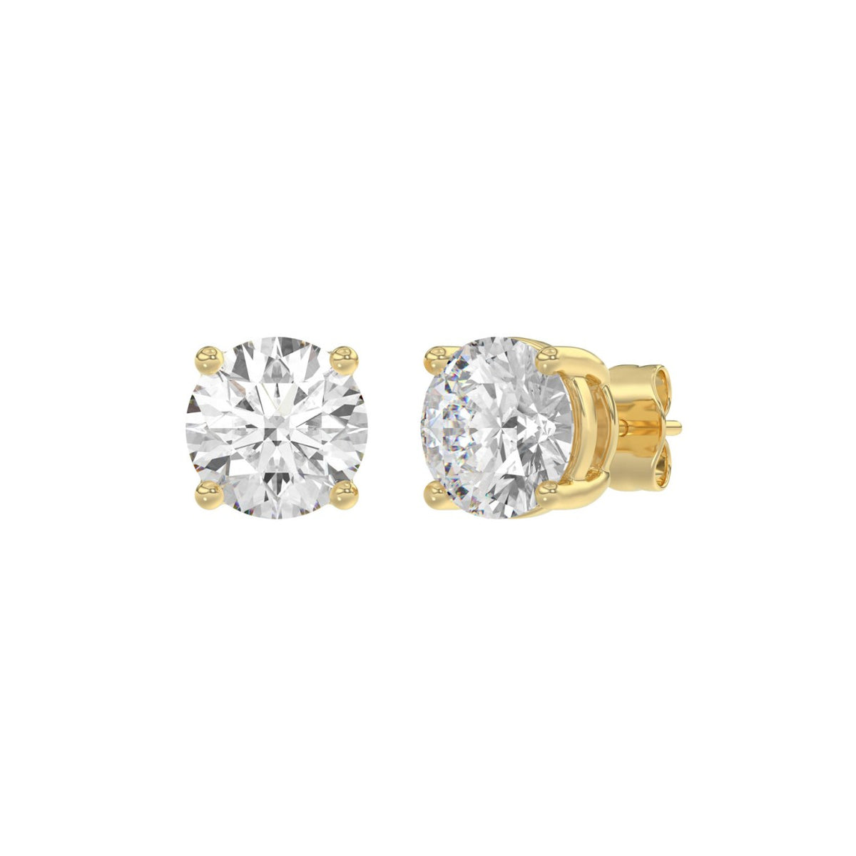 14K Yellow Gold 4.00 Ct Lab Grown Round Diamond Stud Earrings Brilliant Cut Diamond Earrings For Women