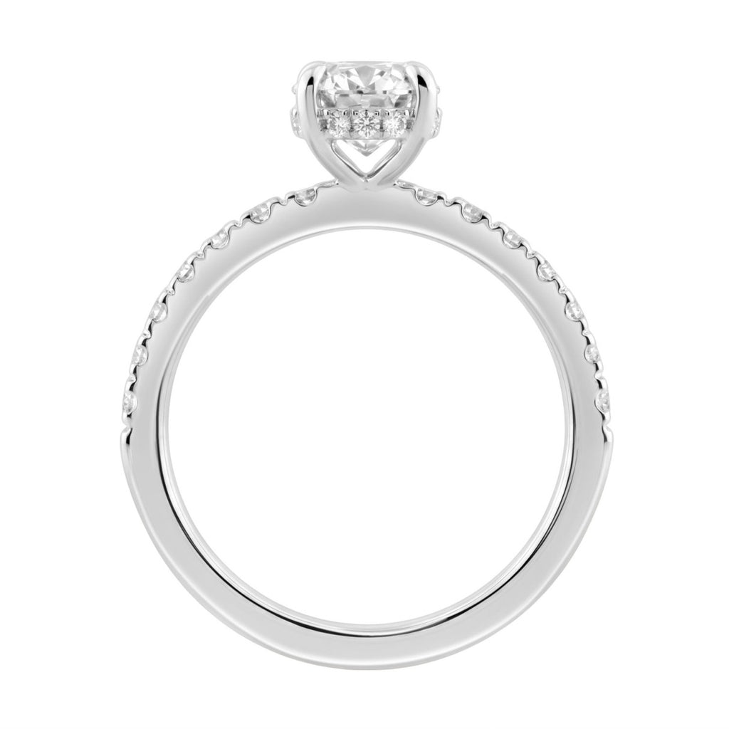 Luxury 14K White Gold 2.00Ct Oval Diamond Engagement Ring With Hidden Halo And Round Diamonds 1 1/2Ct Oval Center Stone (Color F-G -Clarity Vs1/Vs2)