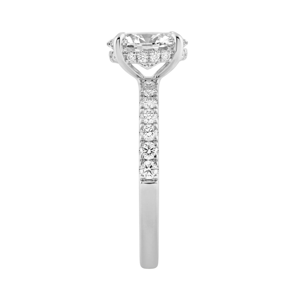 Luxury 14K White Gold 2.00Ct Oval Diamond Engagement Ring With Hidden Halo And Round Diamonds 1 1/2Ct Oval Center Stone (Color F-G -Clarity Vs1/Vs2)