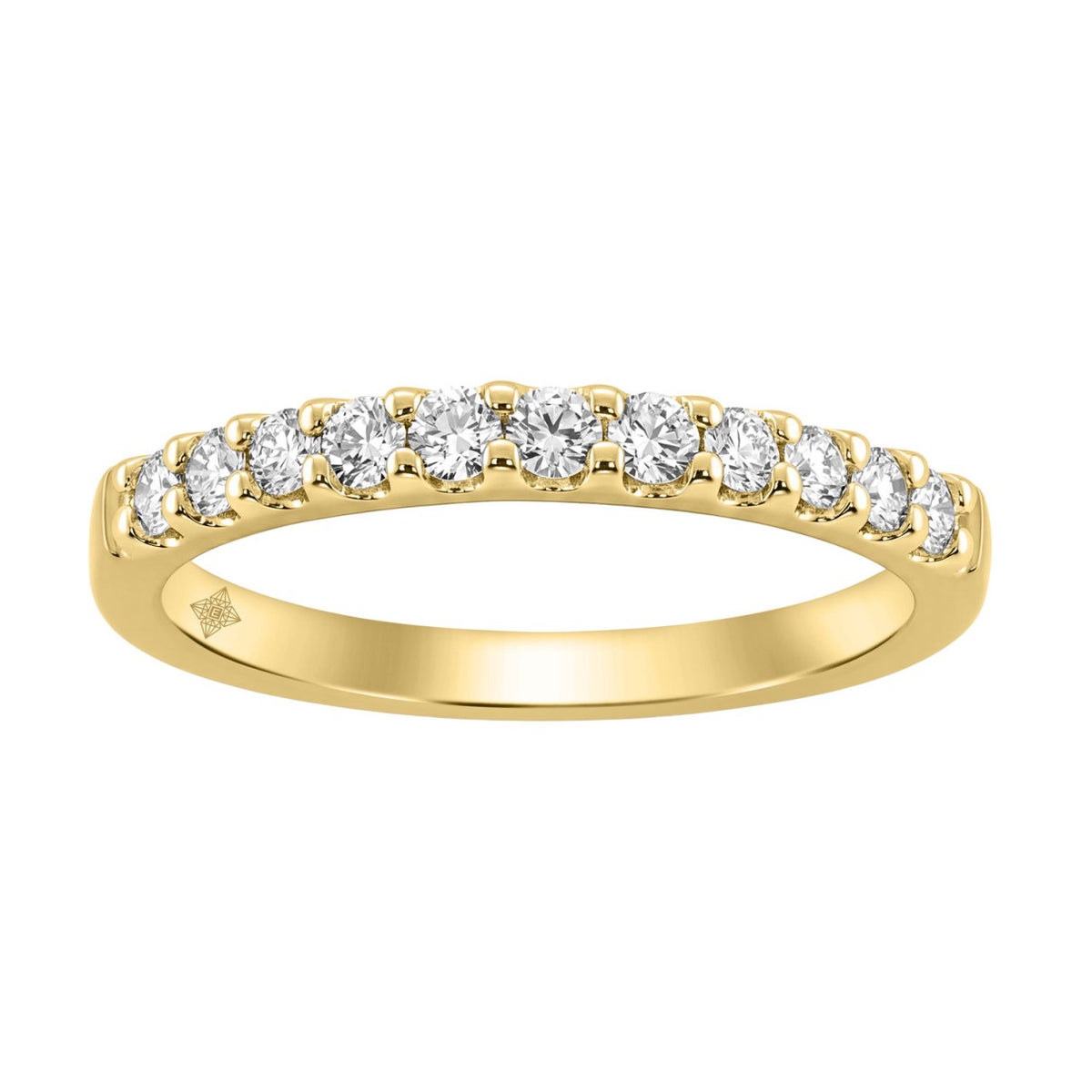 Elegant 14K Yellow Gold Ladies Diamond Wedding Band With 1/3Ct Round Diamonds