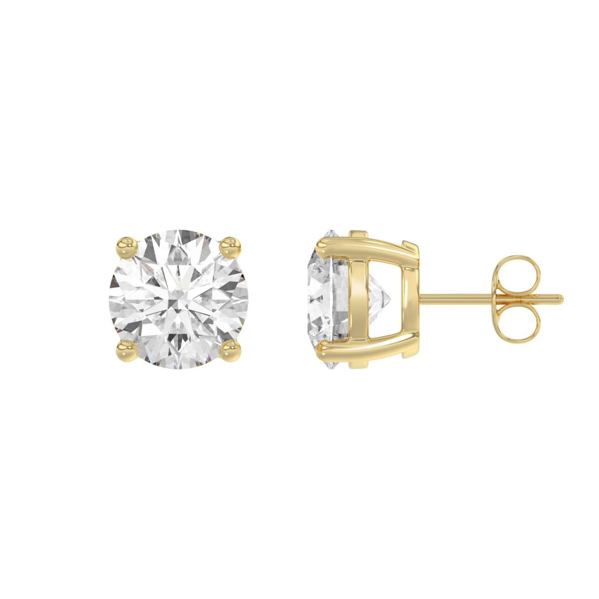 14K Yellow Gold 5.00 Ct Lab Grown Round Diamond Stud Earrings Brilliant Cut Diamond Earrings For Women