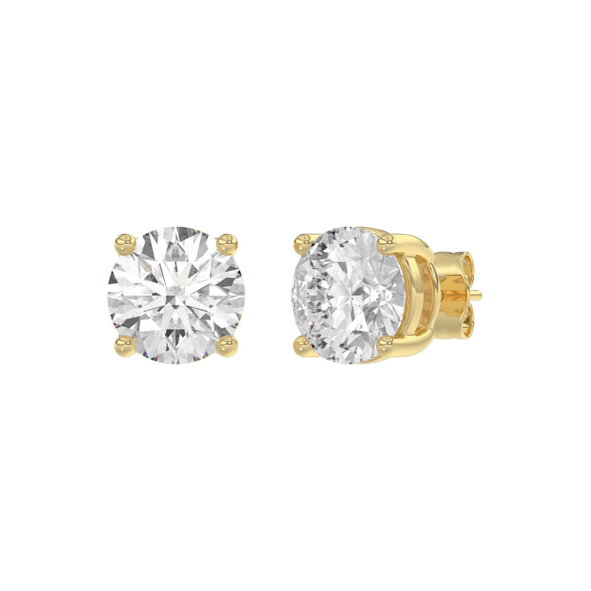 14K Yellow Gold 5.00 Ct Lab Grown Round Diamond Stud Earrings Brilliant Cut Diamond Earrings For Women