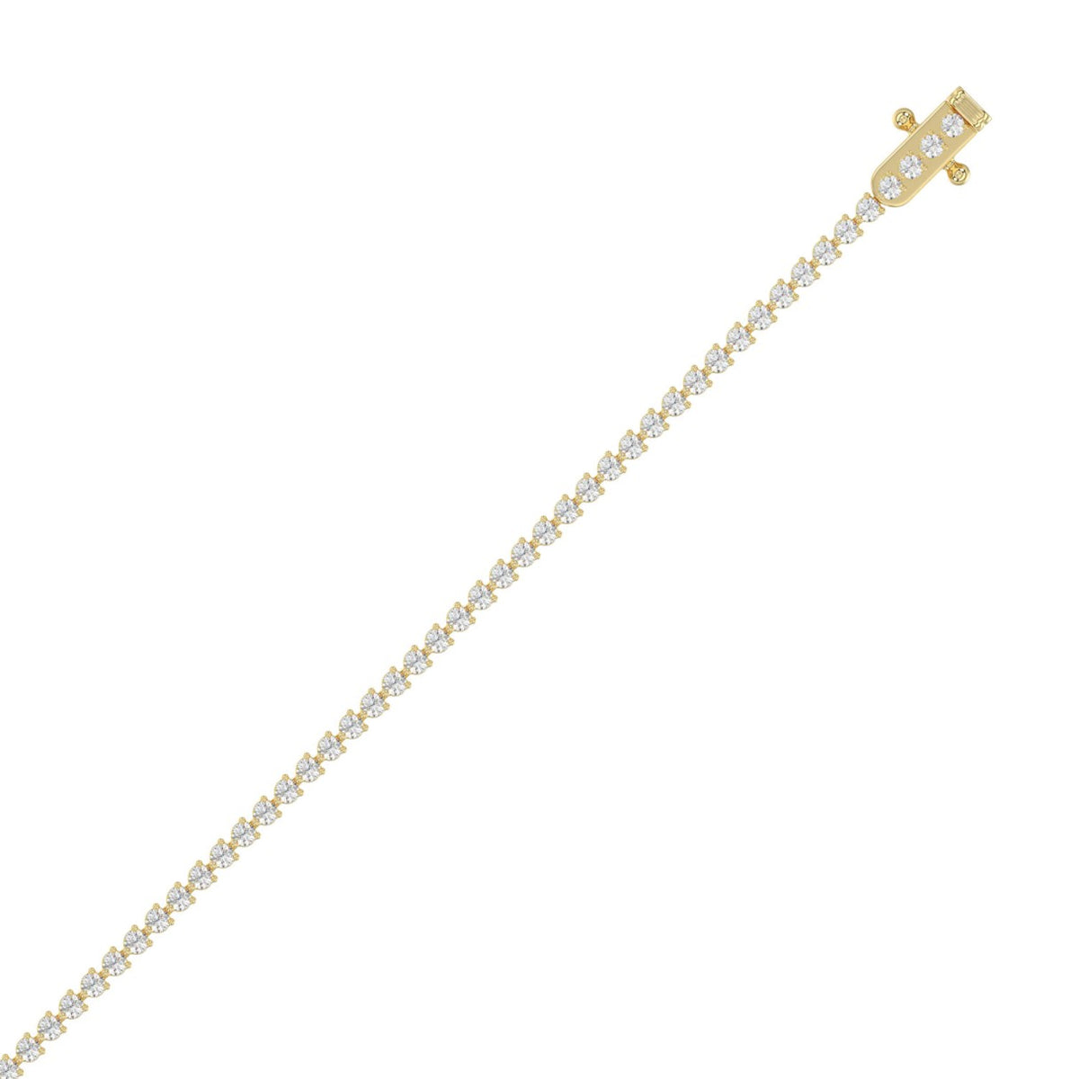 14K Yellow Gold 2.00CT Round Diamond Three-Prong Tennis Bracelet For Women Classic Diamond Bracelet